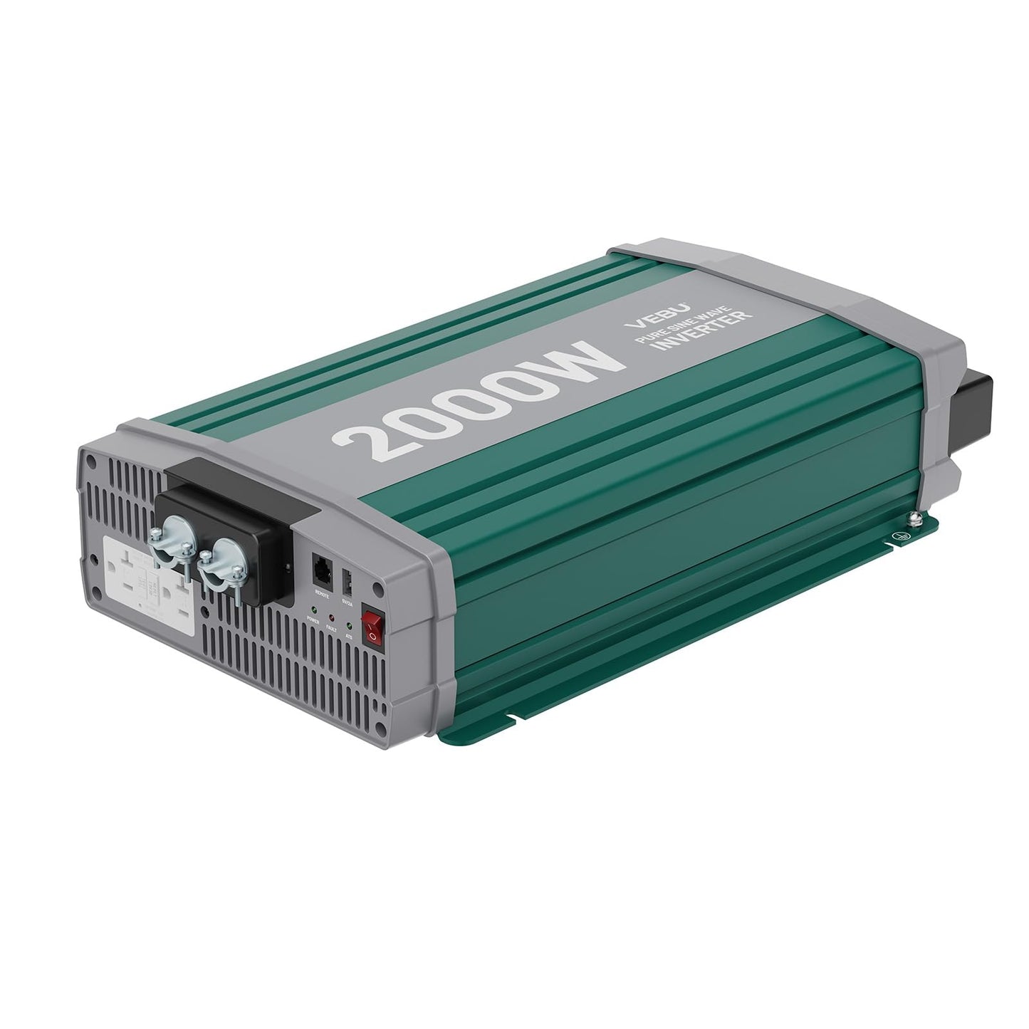 VEBU 2000W Pure Sine Wave Inverter with ATS Mode, 12V DC to AC 120V Converter for Off-Grid System, RV, Truck, Camping, Peak 4000W