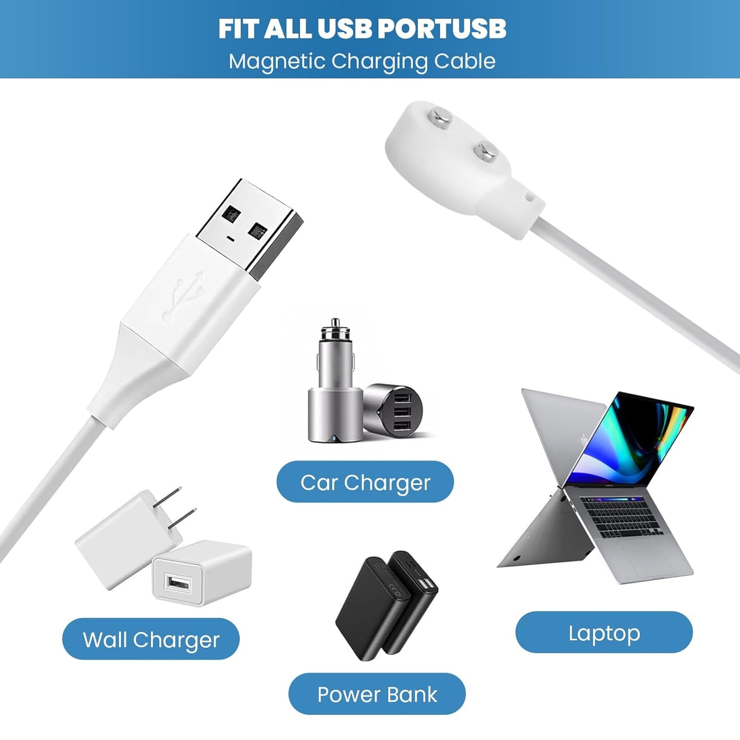 Fertile Rain 6MM 2026 2.6ft Magnetic Charger New USB DC Magnetic Charger Cable, Replacement Oval Base Charging Cord