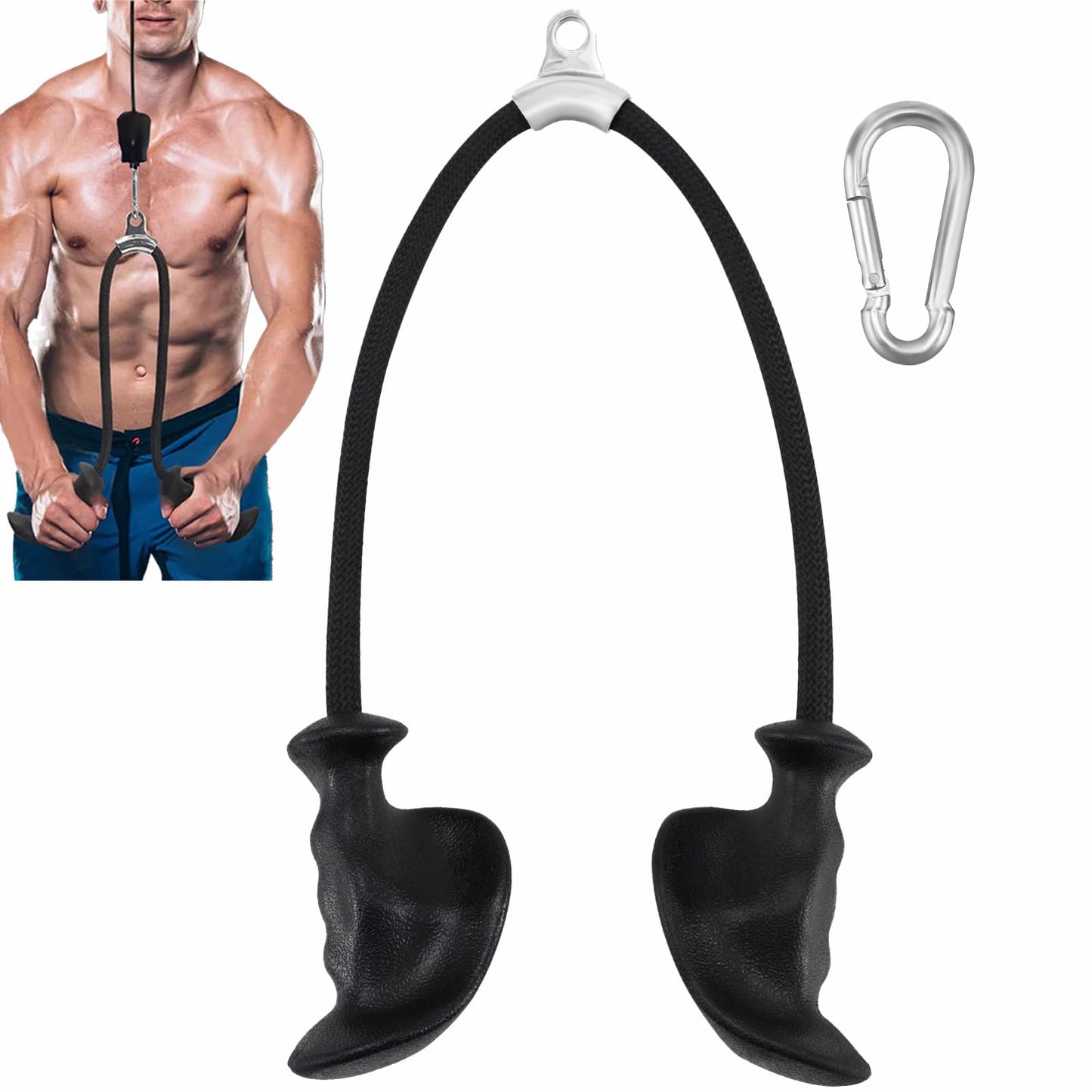 CYBEOE Tricep Rope Ergonomic Tricep Pull Down Attachment 36In - Rope Attachment for Cable Machine Pulley System Gym Home Triceps Rope Cable Attachment Workout Equipment