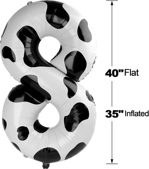 Cow Print | 40-Inch Number 8 Balloon - Barnyard Birthday Decorations & Party Supplies