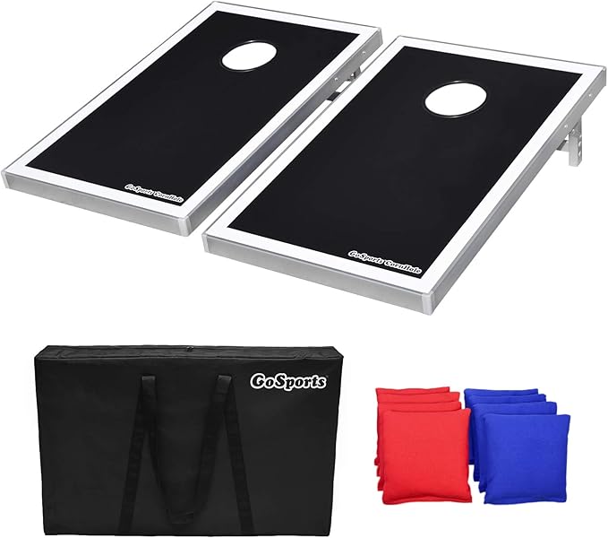 GoSports Tailgate Size 3 x 2 ft Cornhole Sets - Choose LED or Standard - Portable Set Includes 8 Bean Bags & Game Rules