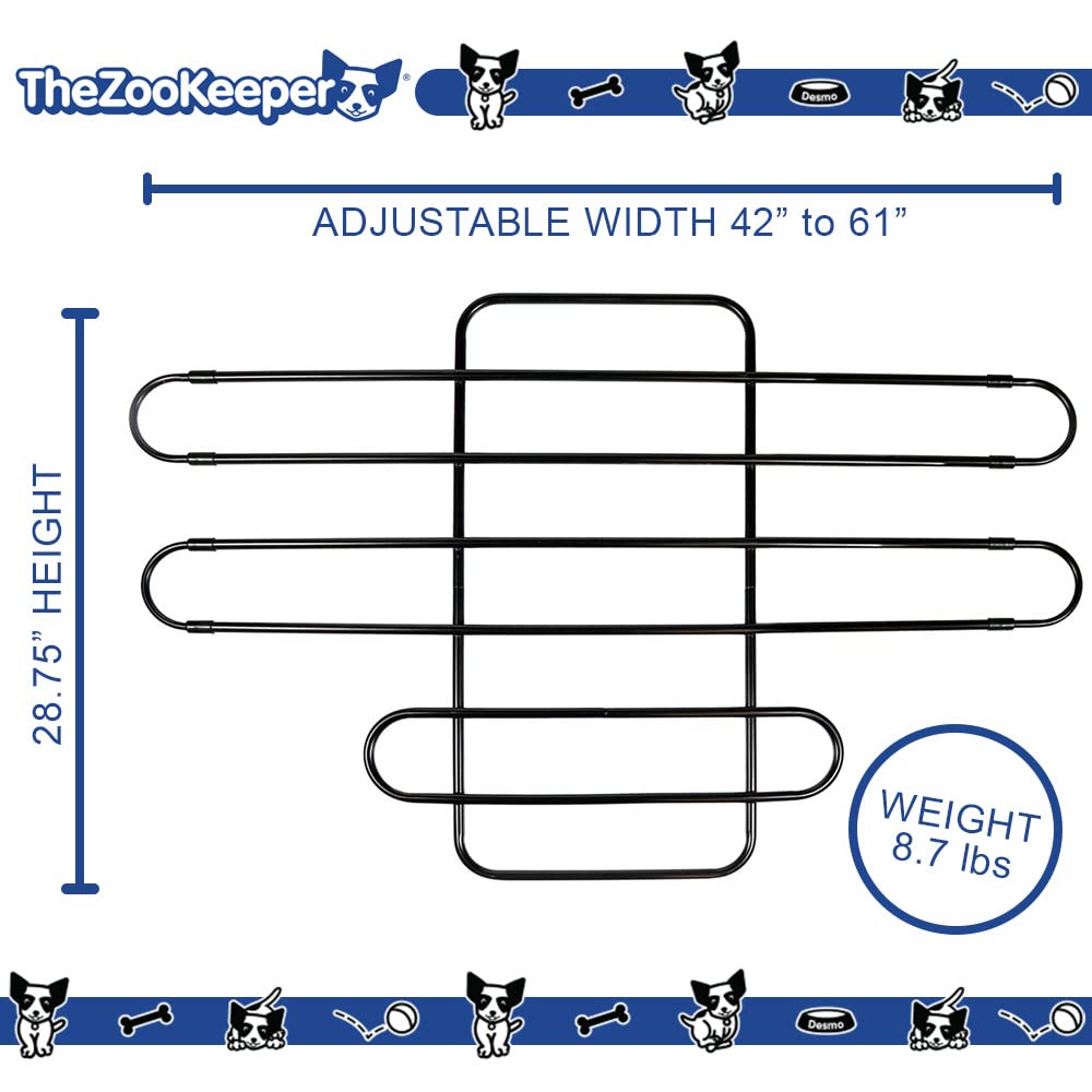 The ZooKeeper Original Car, SUV, Truck Dog Barrier: Adjustable Universal for All Vehicles - Moves with Your Vehicle Seats. Tilt. Slide. Recline. Easy Install - Strong Metal Tubing Gate Pet Divider