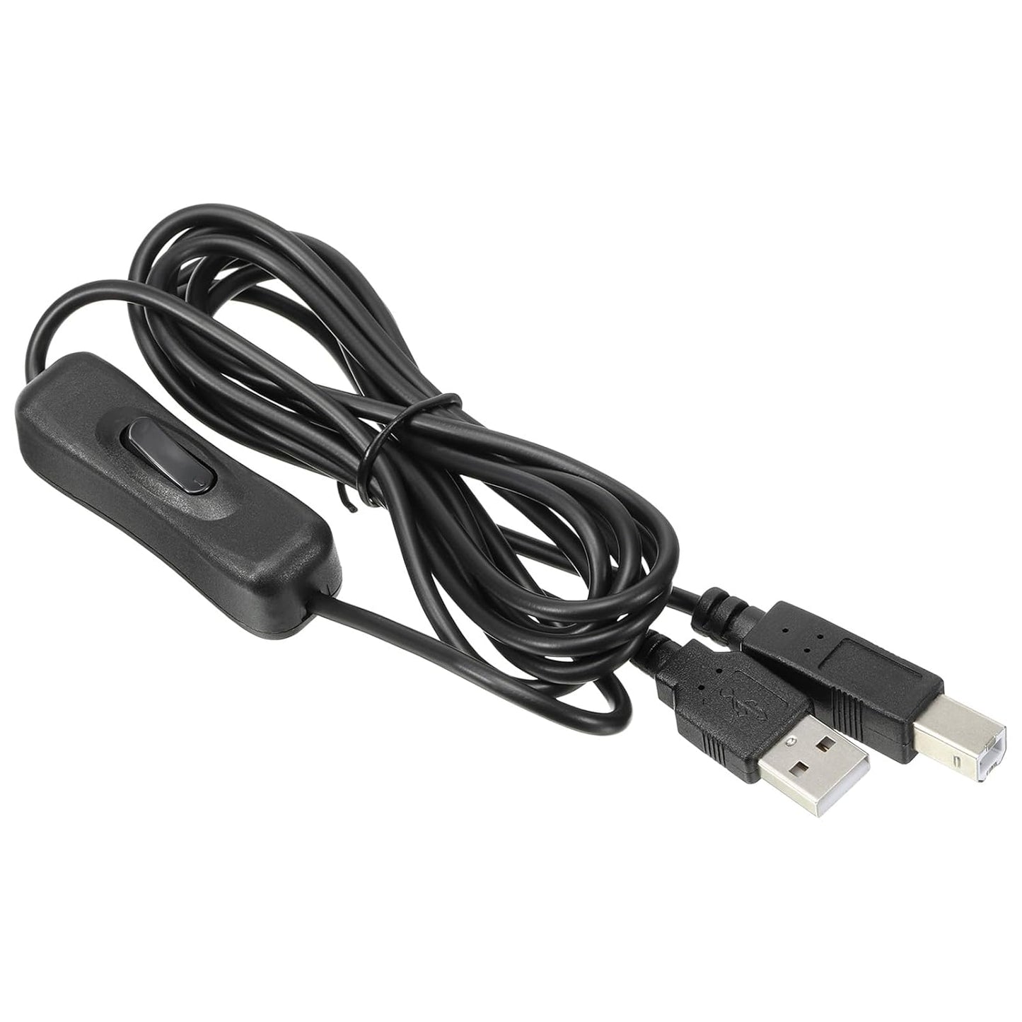 [6.6Ft, USB Printer Cable with ON/Off Switch - USB Male to USB B/M Extension Cord for Printers Scanner Copier Black]