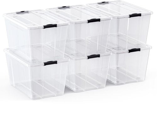 Lifetime Appliance Parts 54 Qt. Clear Plastic Storage Bin Tote - Ultra Durable Lid & Secure Latching Buckles