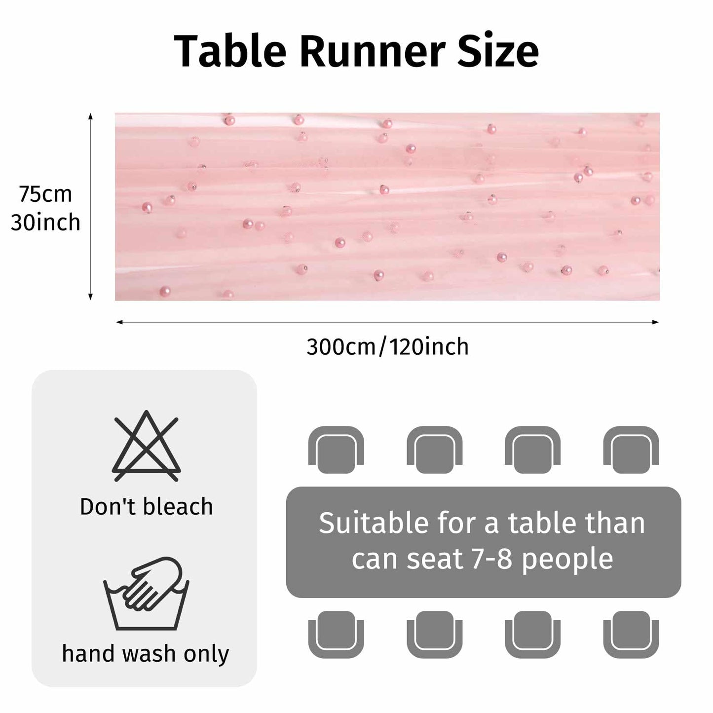 WELTRXE Pearl Table Runner 30x120 Inch 10FT Long, Pink Gauze Table Runners, Rustic Boho for Wedding Arch Birthday Party Bridal Veil Baby Shower Decorations