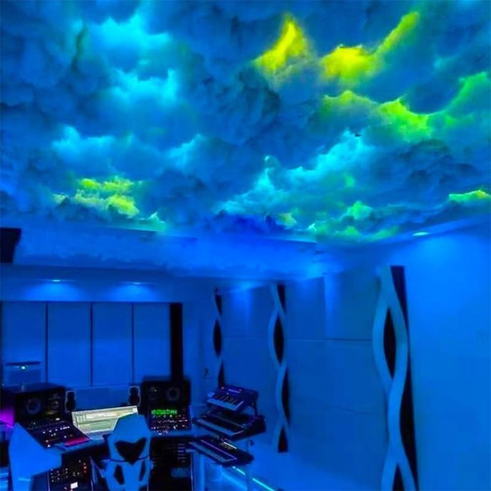 Skiennix 3D Thundercloud Storm Ceiling Light - Music Sync Fluffy Cloud Design for Gaming Room & Bedroom Decor