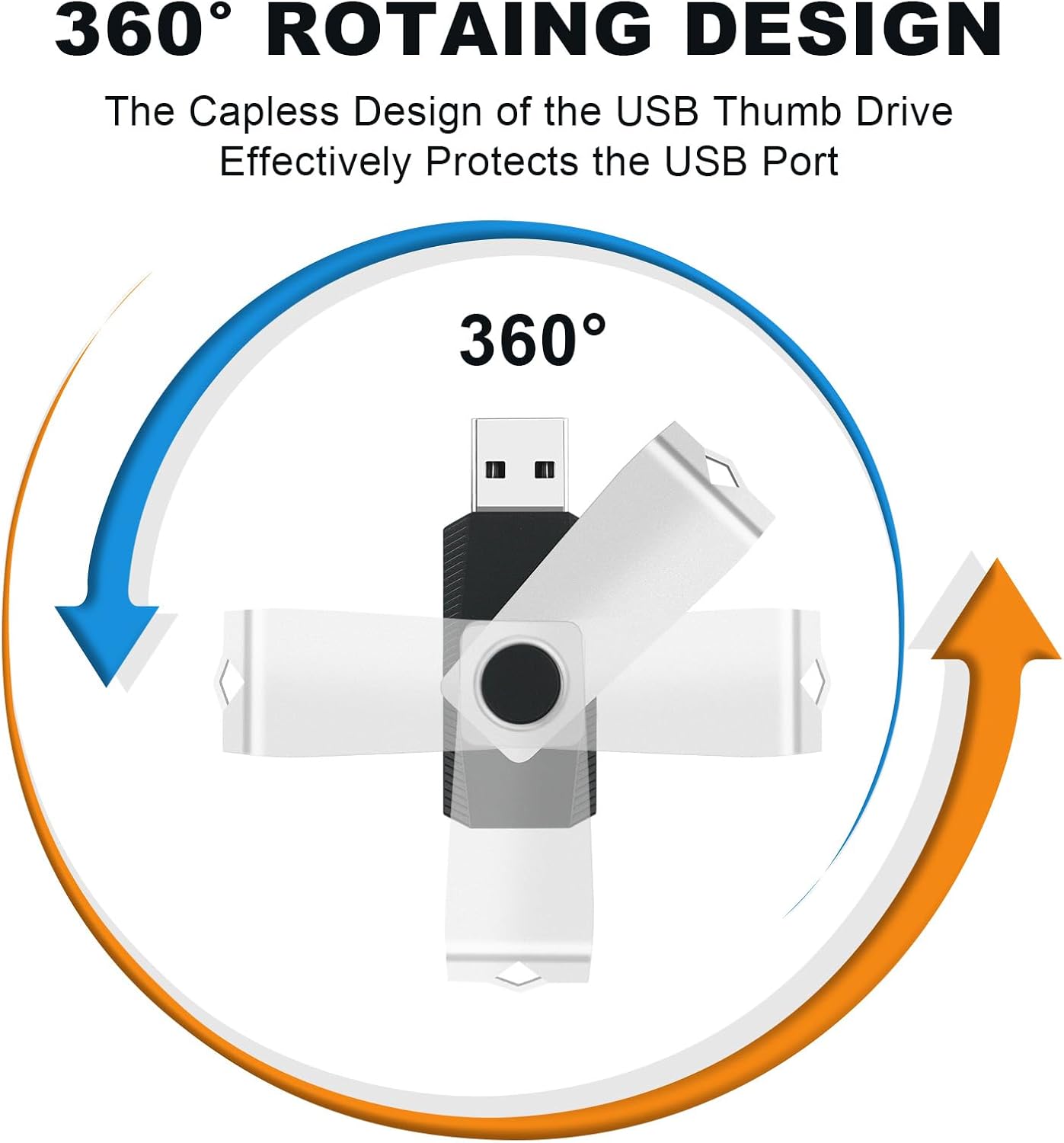 MECHEER 8GB 10 Pack, USB2.0 Flash Drive USB Memory Stick Bulk Thumb Drives Swivel Jump Drives USB Storage Flash Drive