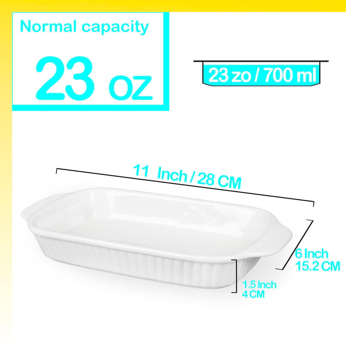dingdaer Small Au Gratin Baking Dish, Ceramic Casserole Dishes 9 x 6, Set of 4, 23 oz with Handles, Pans Set for Oven Roasting for 1 or 2 person servings, Lasagna, Pie, Gratin, for Kitchen, Home