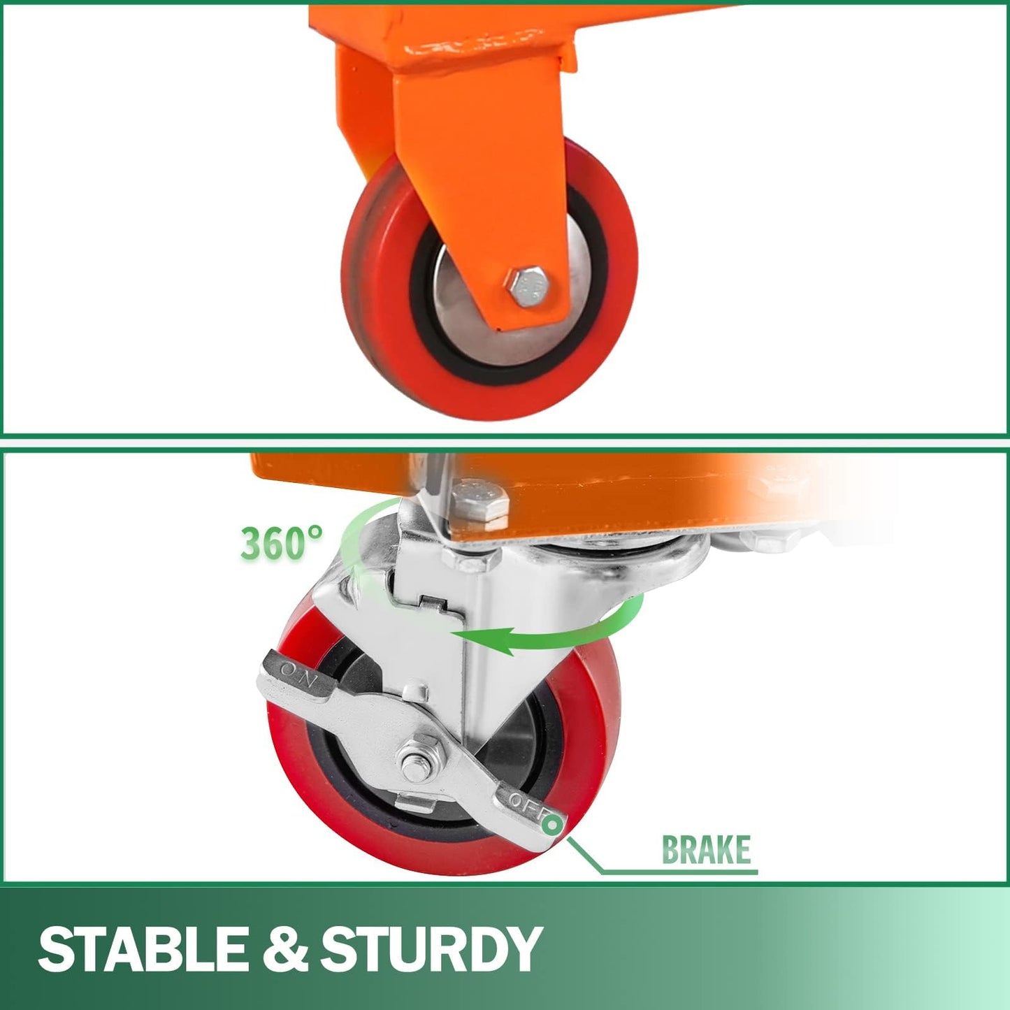 Tory Carrier Double Scissor Lift Table, 330 Lbs Capacity, Hydraulic Lift Cart 43.3" Lifting Height, Manual Scissor Lift Table W/4 Wheels, Foot Pump, Elevating Hydraulic Cart