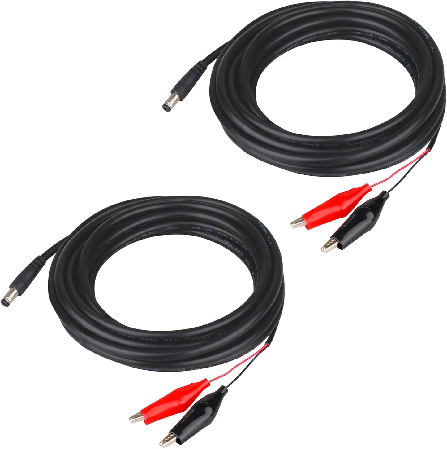 KSK 79-inch (2 Pack Clips,5.5x2.1mm Trail Camera Power Cord with Alligator DC External Power Cable,Compatible