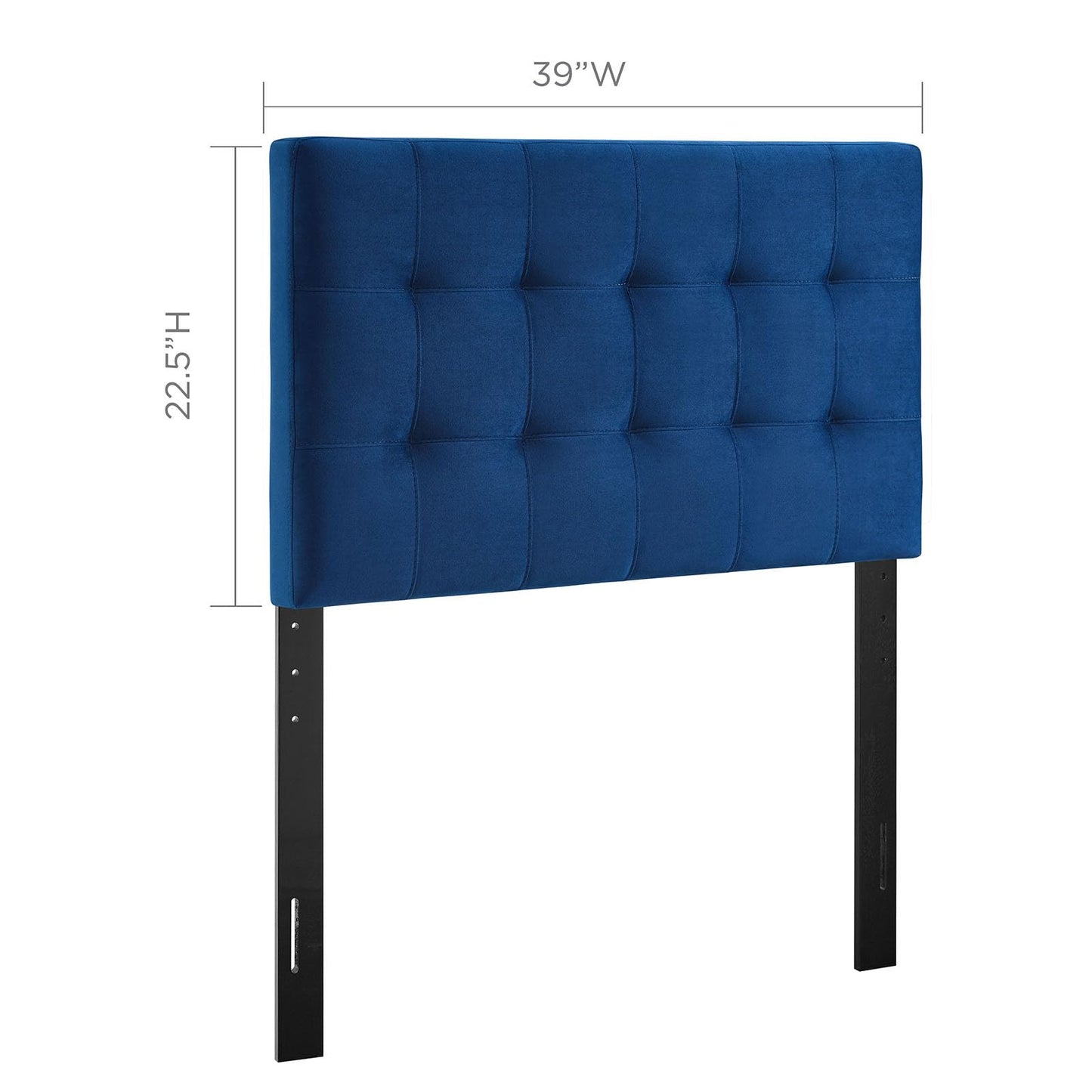 Modway Lily Biscuit Tufted Twin Performance Velvet Headboard, Navy