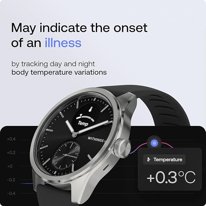Withings ScanWatch 2 - Hybrid Smart Watch, Heart Rate Monitoring, Fitness Tracker, Cycle Tracker, Sleep Monitoring, GPS Tracker, 30-Day Battery Life, Android & Apple Compatible, HSA/FSA