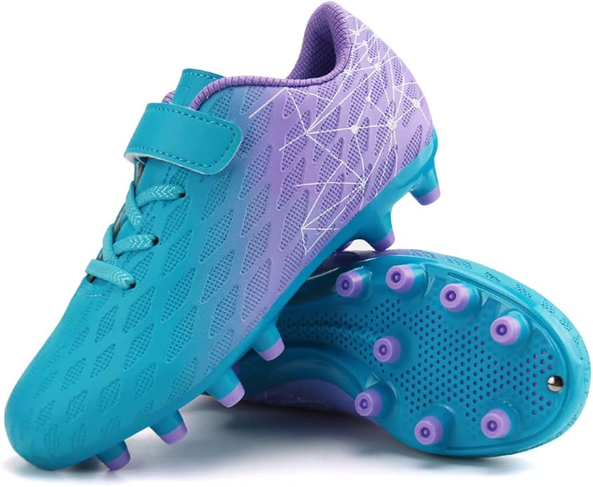 brooman Kids Firm Ground Soccer Cleats Boys Girls Athletic Outdoor Football Shoes
