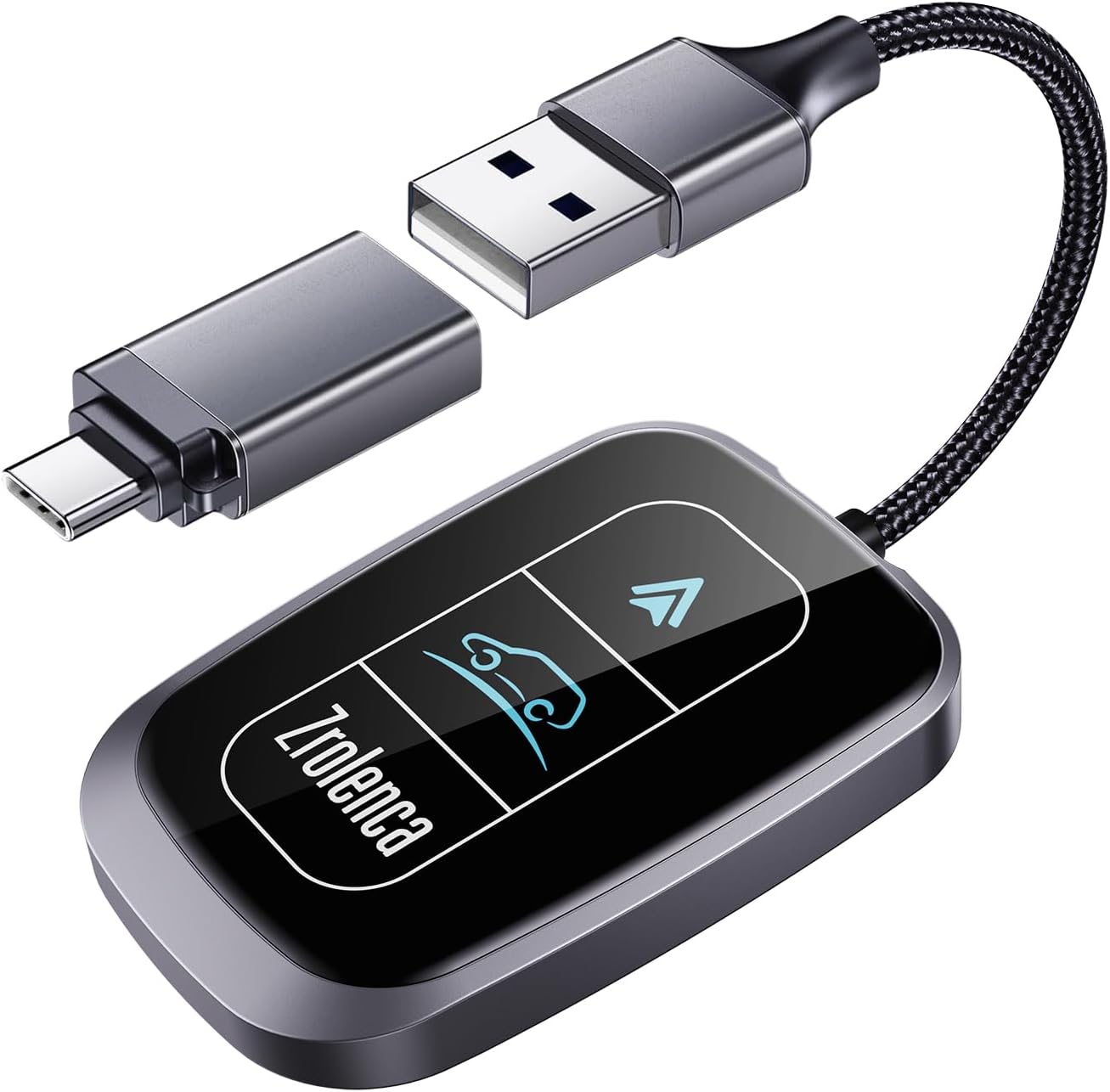 Zrolenca 11+ 2017, Wireless Android Auto Adapter for Factory Wired Android Auto Car, Converts Wired to Wireless