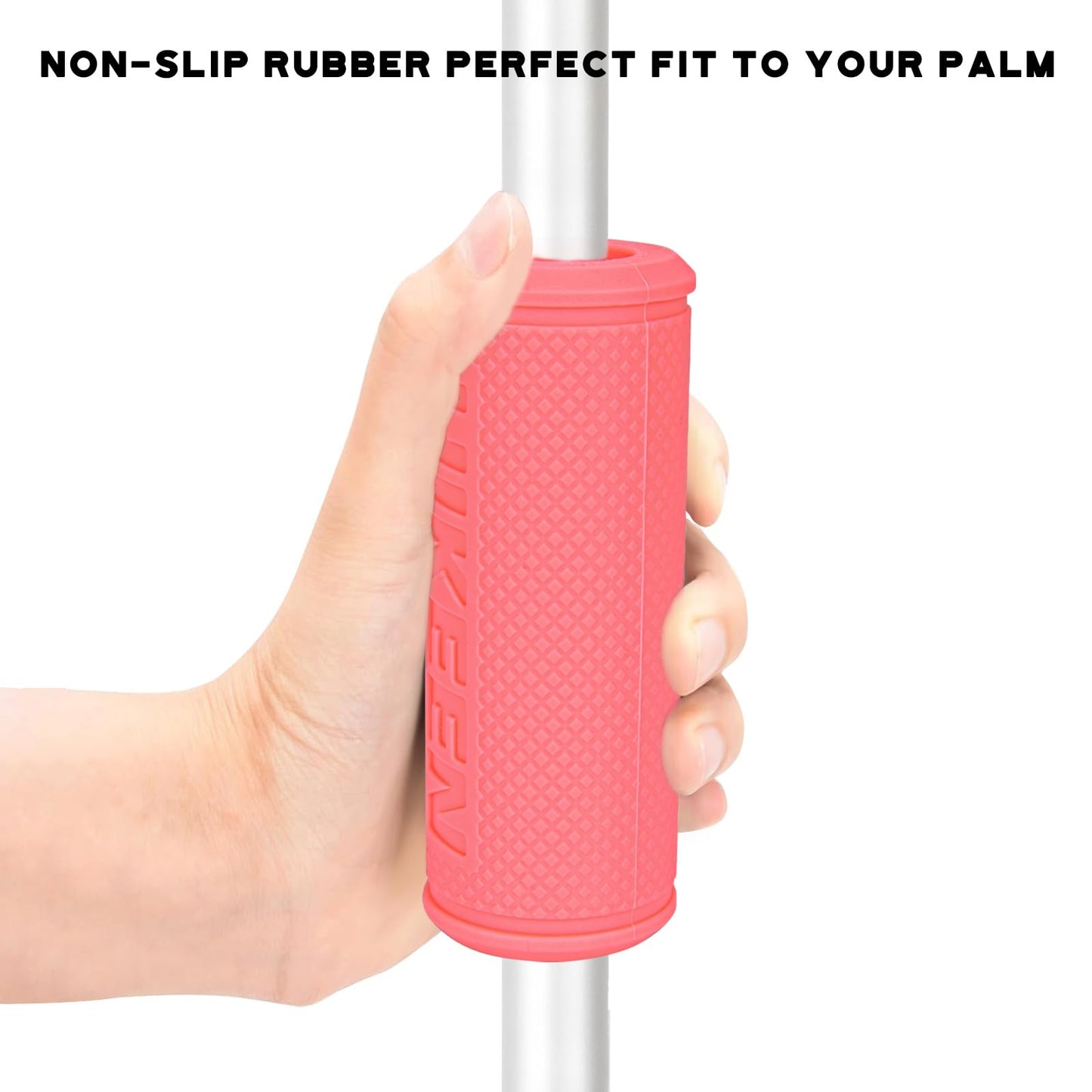 Hikeen Thick Bar Dumbbell Grips, Non Slip Hard Rubber Barbell Grips for Weight Lifting, Muscle Building - 1.77" Outer Diameter