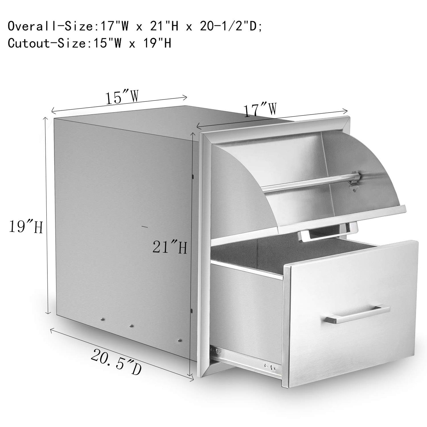 yuxiangBBQ Stainless Steel Paper Towel Holder Double Drawer 17W21H21D Works with Your Grilling or Prep Zones for Easy & Quick Cleanup