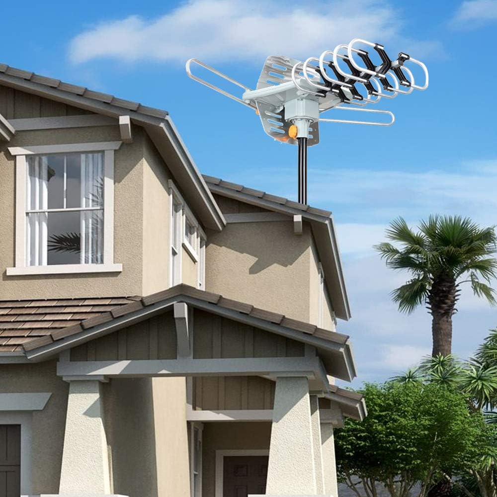 BEFORE 2026 Outdoor,150+Mile 360 Rotation,33FT RG6 2 TVs,4K 1080p Digital HD TV Antenna Motorized Degree Coax Cable