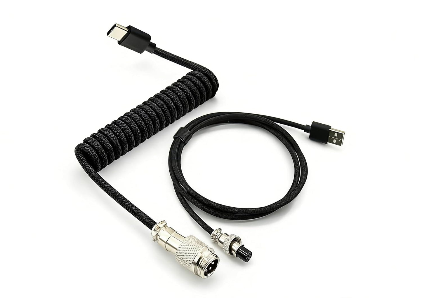 UIGOCLE (1.8 Custom Coiled USB C Cable for Gaming Keyboard, Double-Sleeved Mechanical Keyboard Cable with Detachable