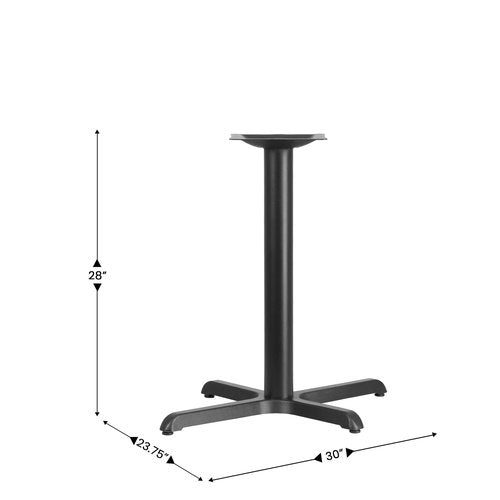 Flash Furniture Beverly 23.75" x 30" Restaurant Table X-Base with 3" Diameter Table Height Column, Commercial X-Base Cast Iron Table Base, Black