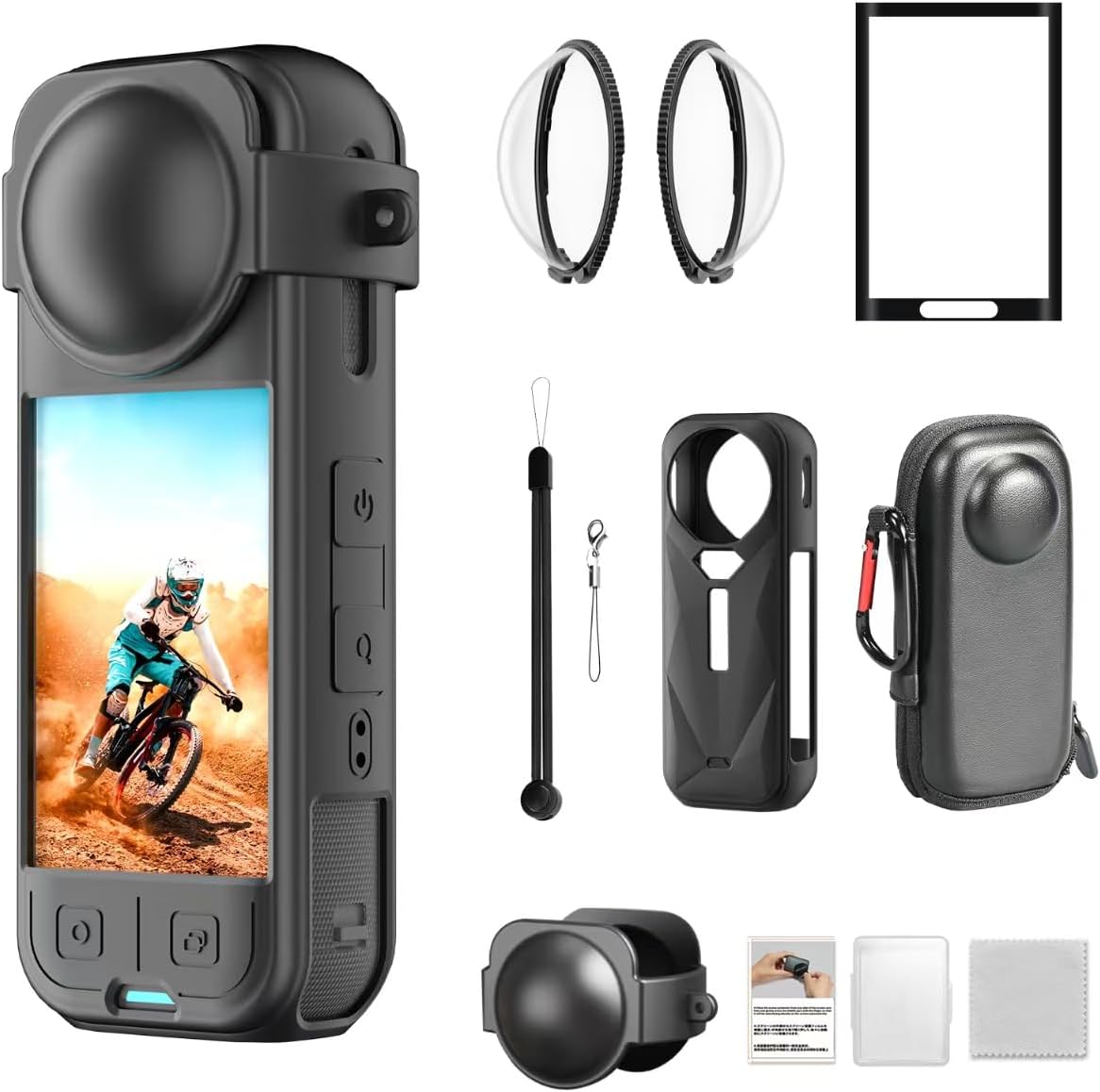 Vasgather 360 X5 Camera Accessory Kit for Insta - Lens Guards, Silicone Case, Camera Case (Black, Unisex)