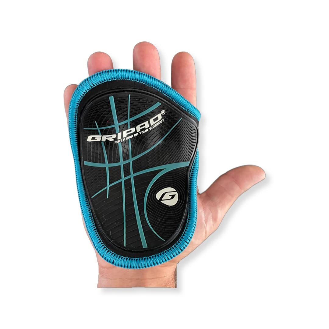 Gripad RX Lifting Grips (Black/Blue) | The Most Durable Grip Pads Yet | The Alternative to Weight Lifting Gloves, Gym Workouts, WOD, Weightlifting | Neoprene Padded Grips | Flexible Rubber Palm