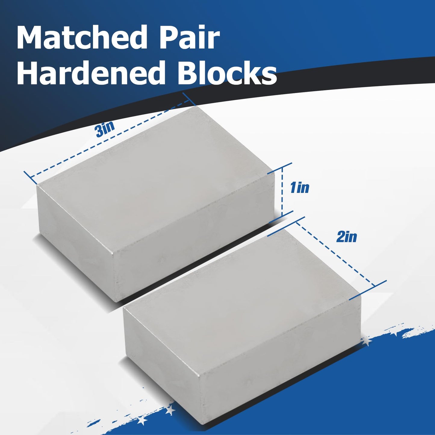 WFLNHB 1 x 2 x 3 Inch Blocks No Holes Matched Pair Hardened Steel Plain (1"x2"x3") 123 Set Accuracy Machinist Milling