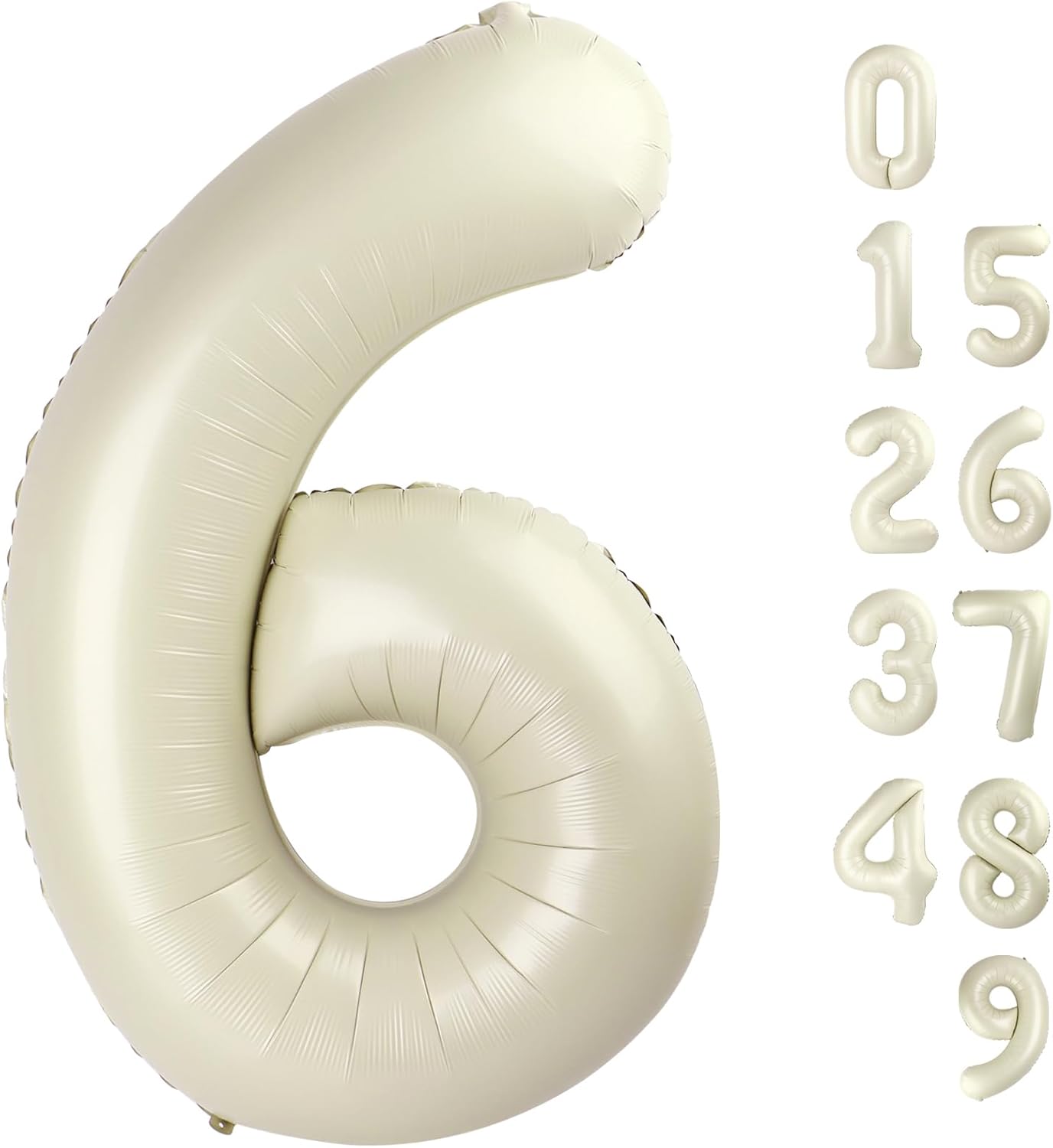 Number 6 Balloon 40 Inch - Cream White Birthday Decorations for Boys & Girls | Perfect for 6th Birthday Celebrations