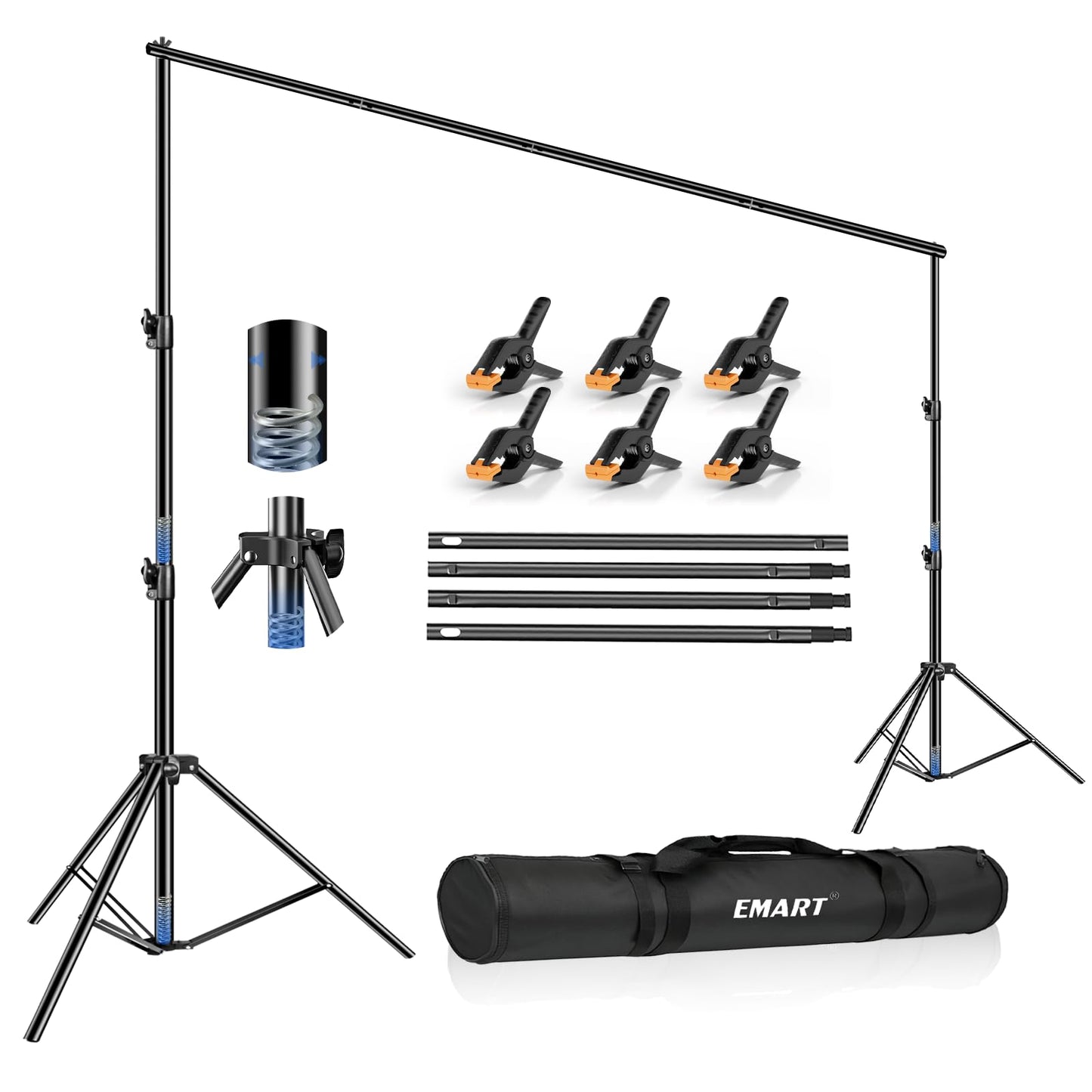 EMART 12x10ft(WXH) Backdrop Stand Heavy Duty, Adjustable Backdrop Banner Holder Back Drop Stand for Party, Photography Background Support Equipment Kit for Photo Studio, Wedding, Birthday, Exhibitions