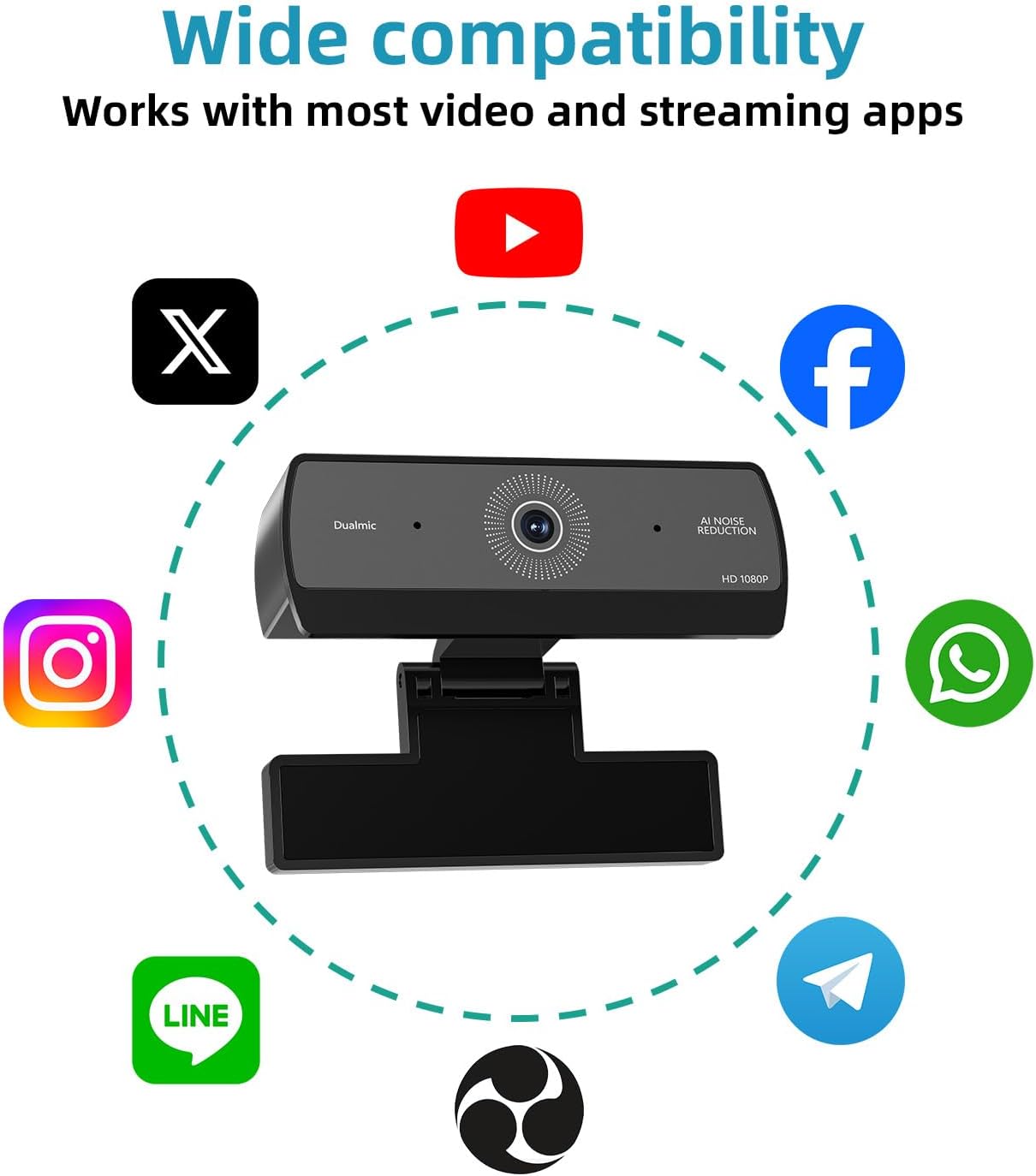 Xweiryn 1080P Webcam for PC, HD USB Plug-and-Play Computer Web Camera, High Definition Webcam for Desktop Laptop, Ideal