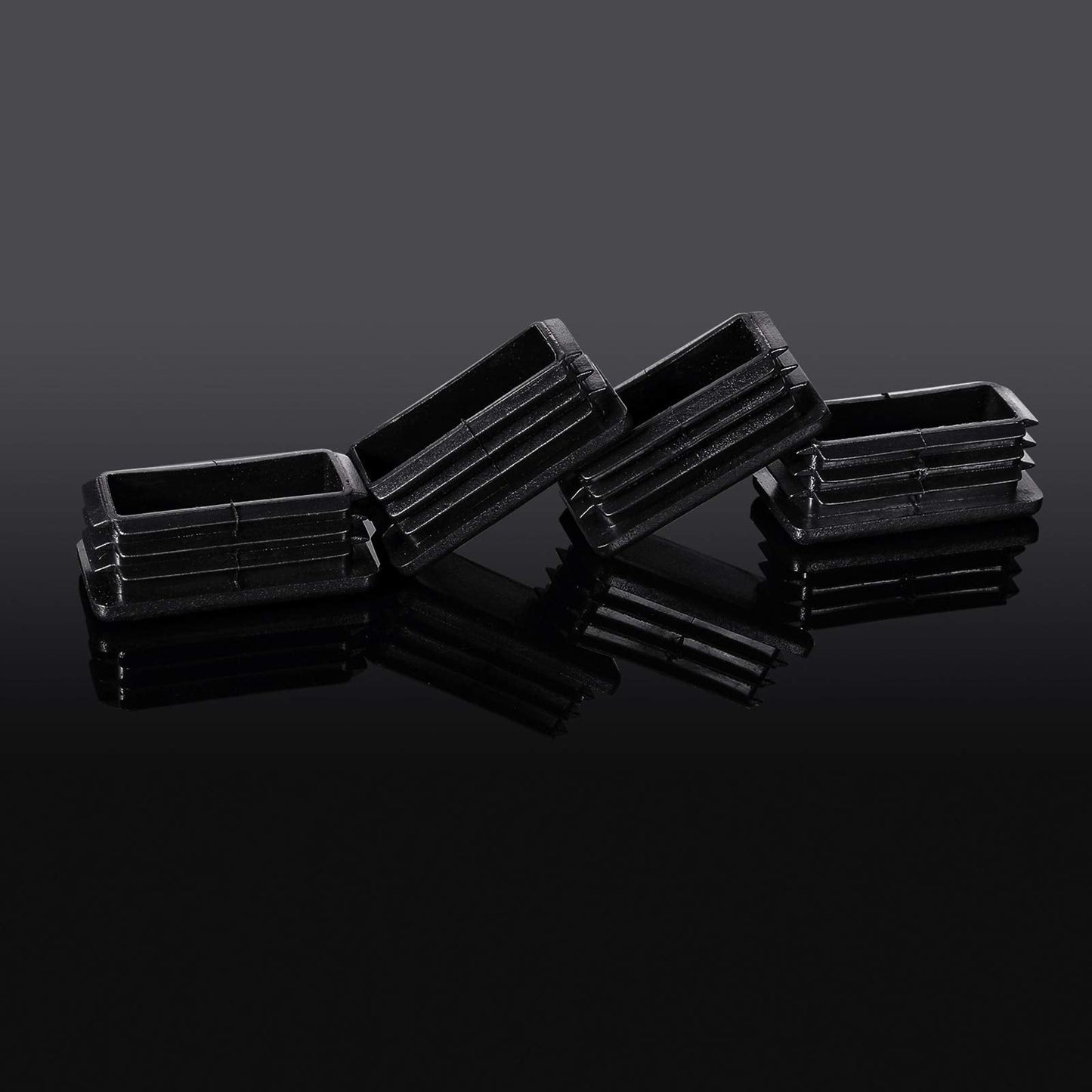 24 Pcs 1 x 2 Inch Rectangle Plastic Plugs Tubing End Caps Black Steel Tubing Plugs Fence Post End Caps for Pipe Cover Chair Leg Glide Inserts