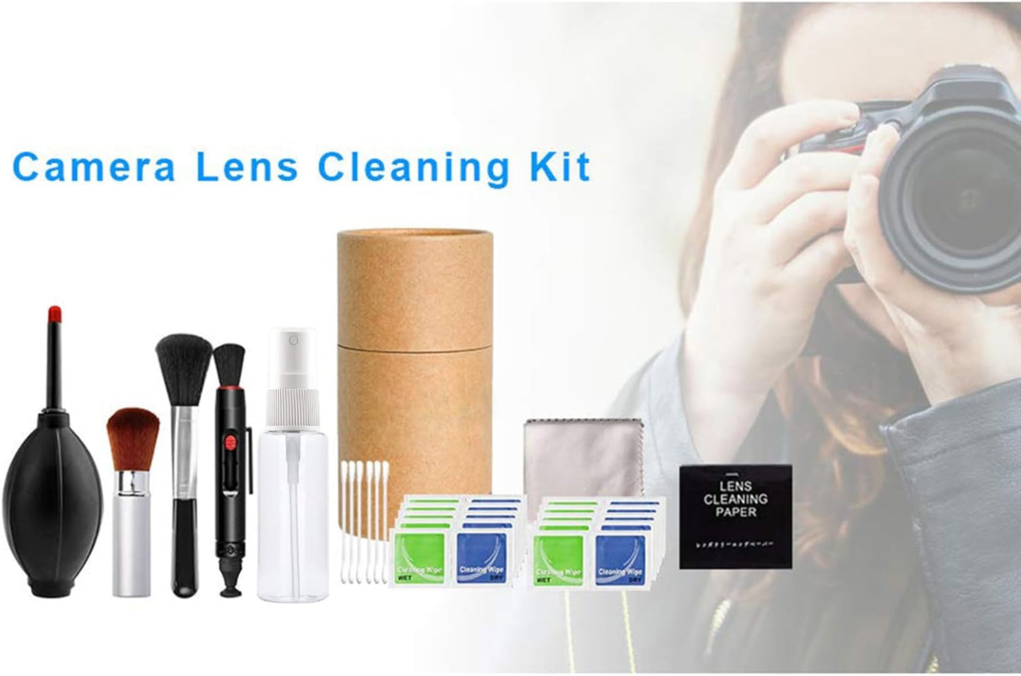 SZYDD 11Pcs DSLR Lens Camera Detail Tools with Storage Box Lens Cloth Wet Wipes Camera Care Supply