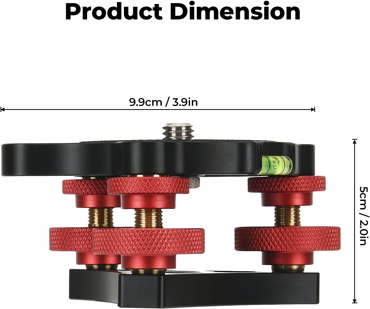Ytvariw 3/8 inch 3 +/-5 Camera Photography Tripod Leveler Tri-Wheel Leveling Base,Aluminum Alloy Bubble Level