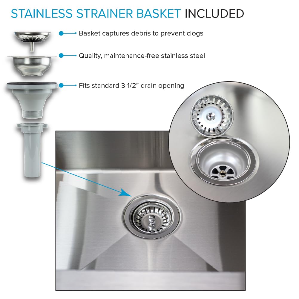 Transolid Freestanding Laundry Utility Sink with Washstand and Pull-Down Faucet, Heavy-Duty 18-Gauge Stainless, 28-Inch 18-Gallon Deep Basin, Matte Black (EWS-2822S-MB)