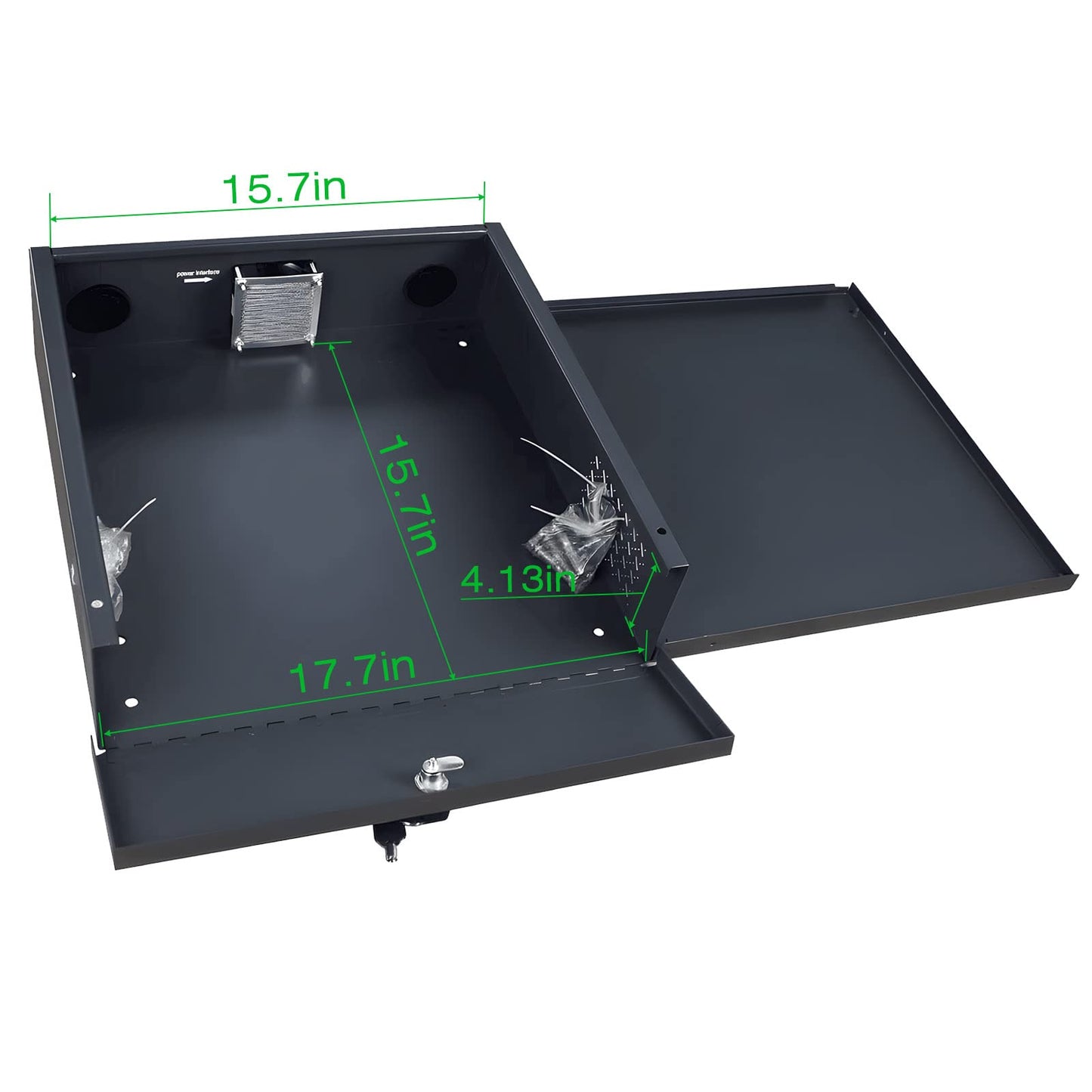 Heavy Duty 16-Gauge Steel DVR/NVR Lock Box with AC Fan – Secure Wall or Floor Mount Enclosure (18 x 18 x 5 in) – Includes Lock for Enhanced Security