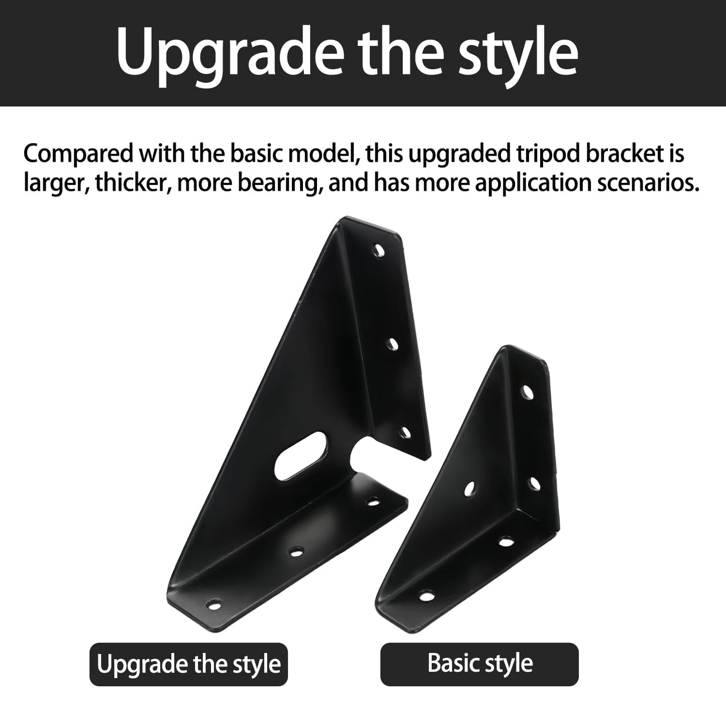 4 Pcs Heavy Duty Gusset Joints, Trapezi Corner Code, Bracket Corner Brace Bracket Fasteners, Furniture Shelf Support Joint Fasteners for Table, Chair Cabinet Bed Stabilization (Black)