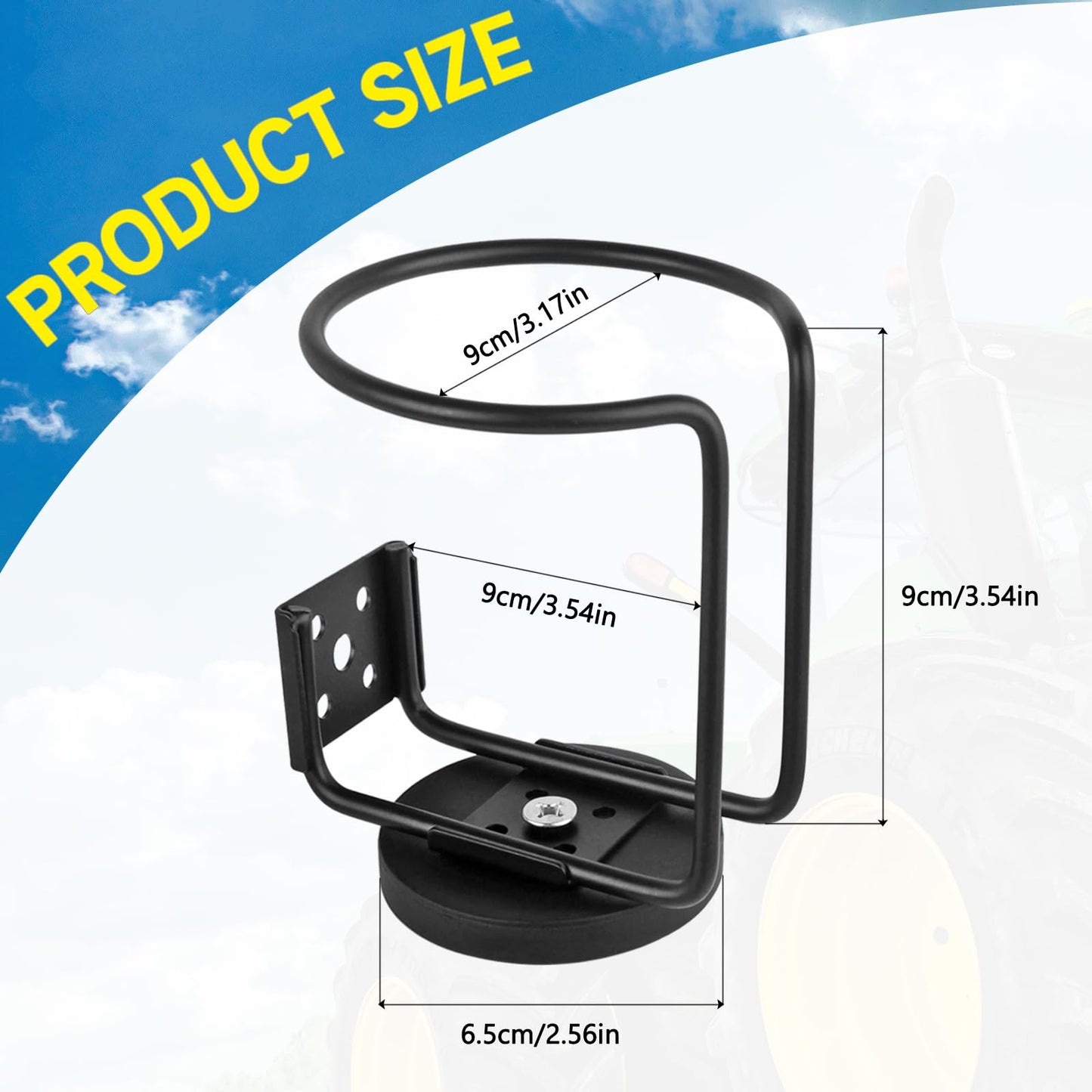 UNIGT 2 Pack Magnetic Cup Holder for Tractor, Portable Magnet Drink Holder, 3.54 inch-9 cm Heavy Duty Bottle Holder for Forklift Mower Bus Refrigerator Treadmill Boat Truck, Strong Magnetic Base