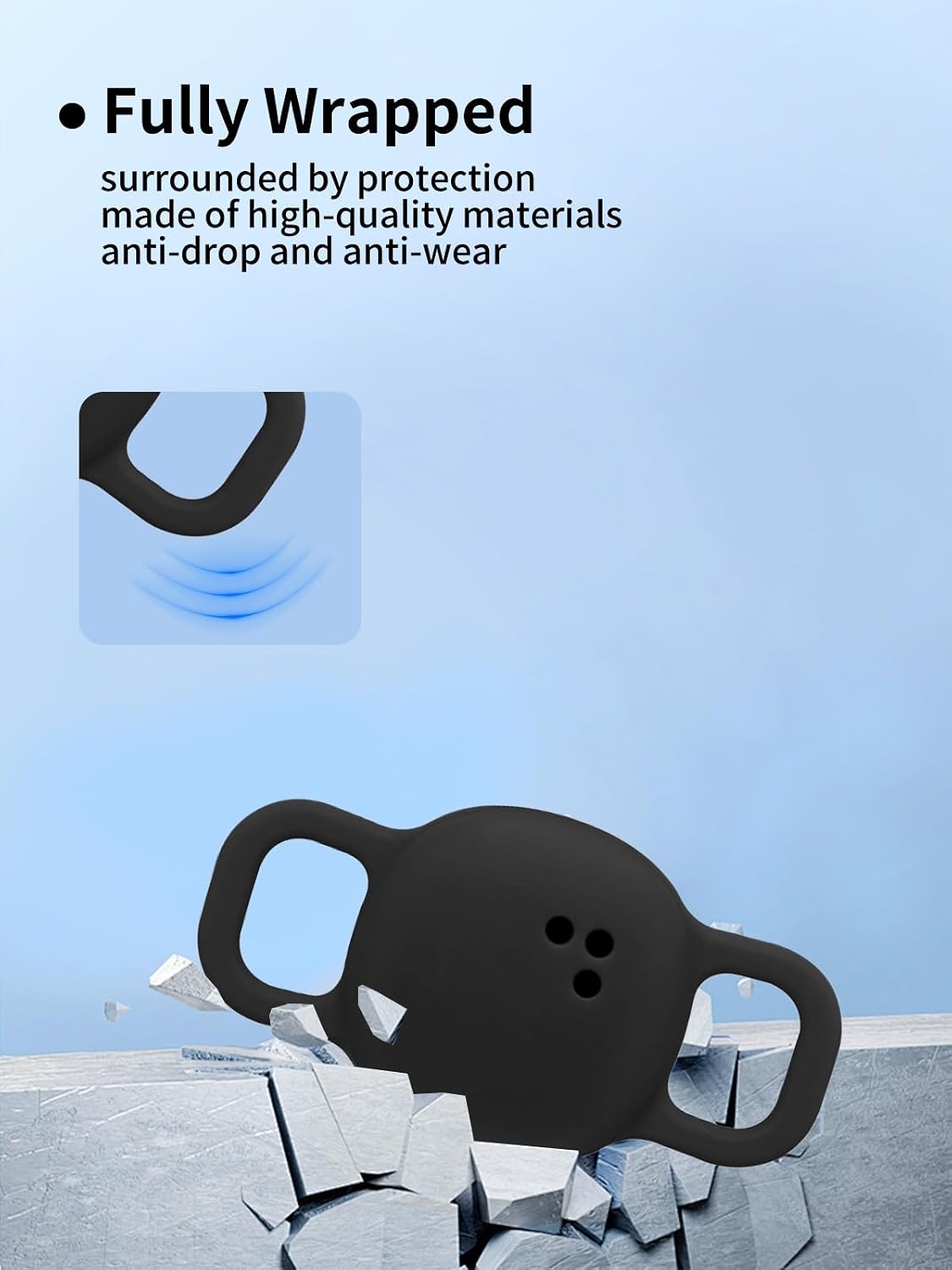UYRUREL Weight-Bearing.Black(2 Pack). Case for Telylou Air Tag Bluetooth Tracker - Silicone Wear-Resistant