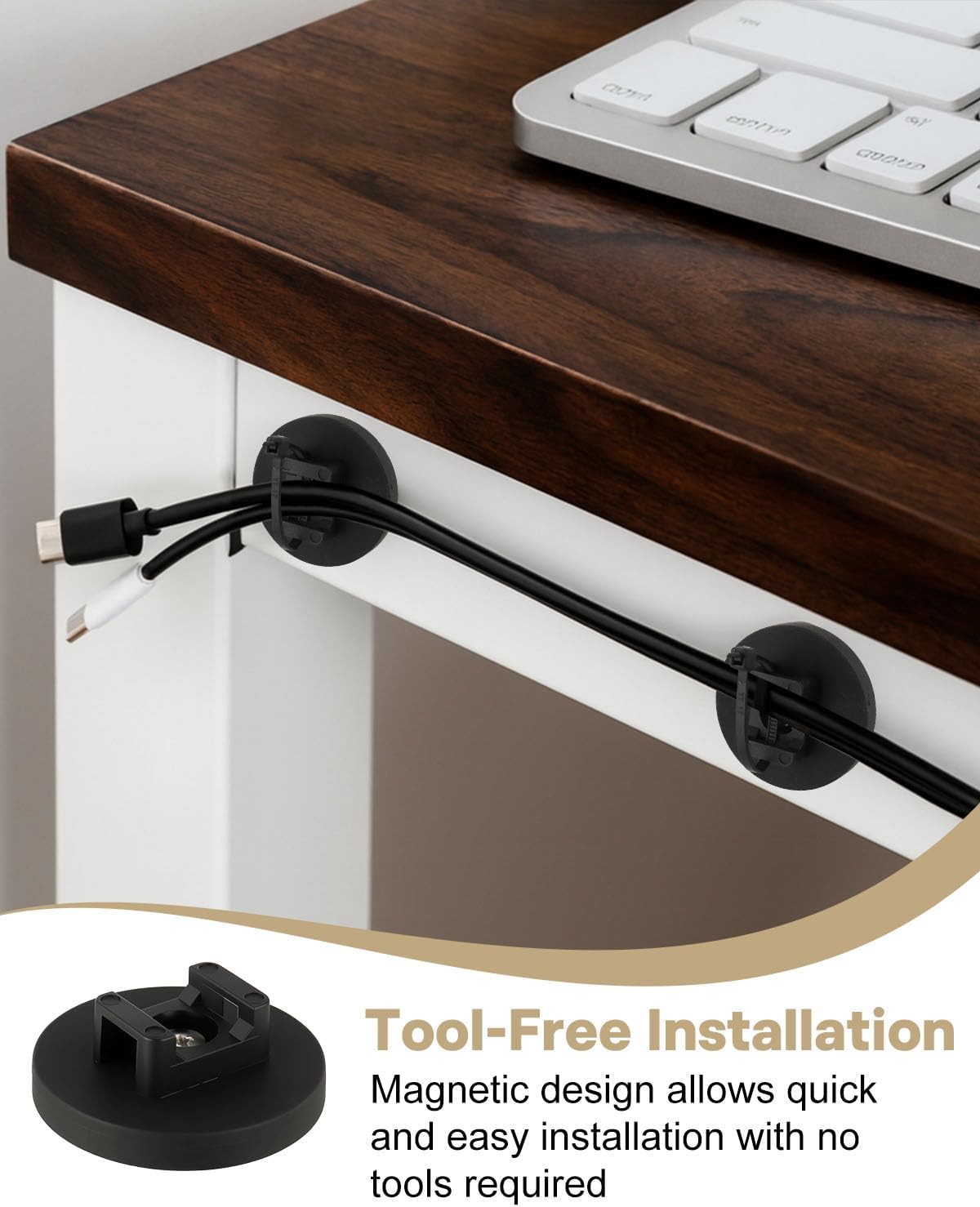10 43mm 50 Magnetic Zip Tie Mount Wire Cable Holder, Include Pcs Magnetic Cable Zip Tie Base with Pcs Heavy Duty Zip