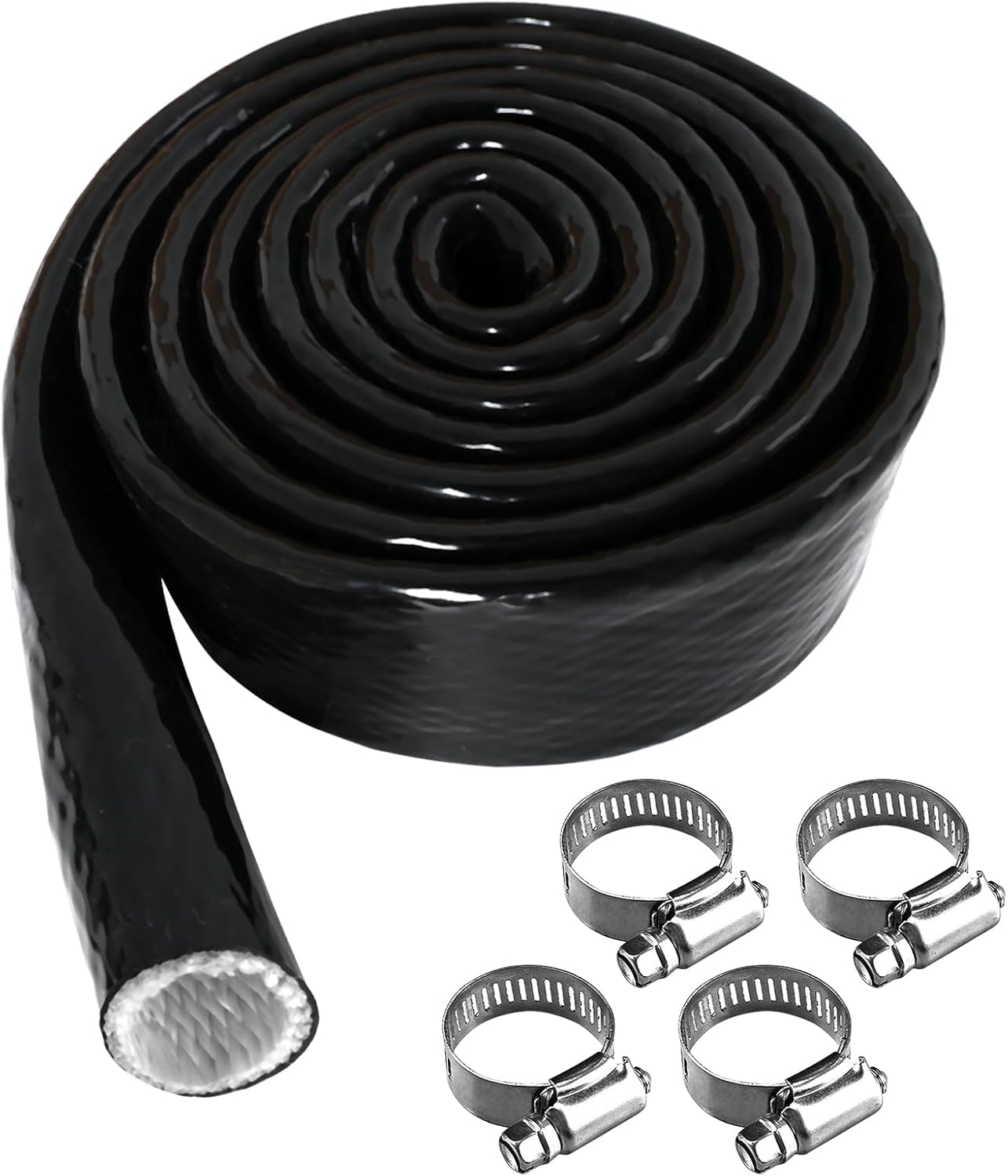 Amerbro 3/4" 4 3/4" x5FT) ID Heat Shielded Fire Thermo Armor Fire Sleeve Silicone Coated Fiberglass Heat Protection