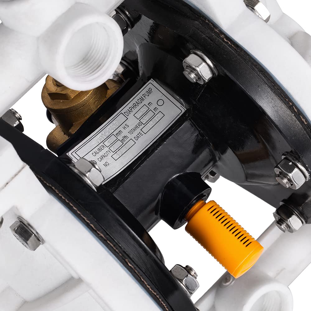 HOTSTORE Air-Operated Heavy Duty Double Diaphragm Transfer Pump 1/2" Inlet & Outlet, 13GPM Polypropylene Air Operated Pneumatic, 1/4" Air Inlet for Diesel, Grease, Kerosene & Oil