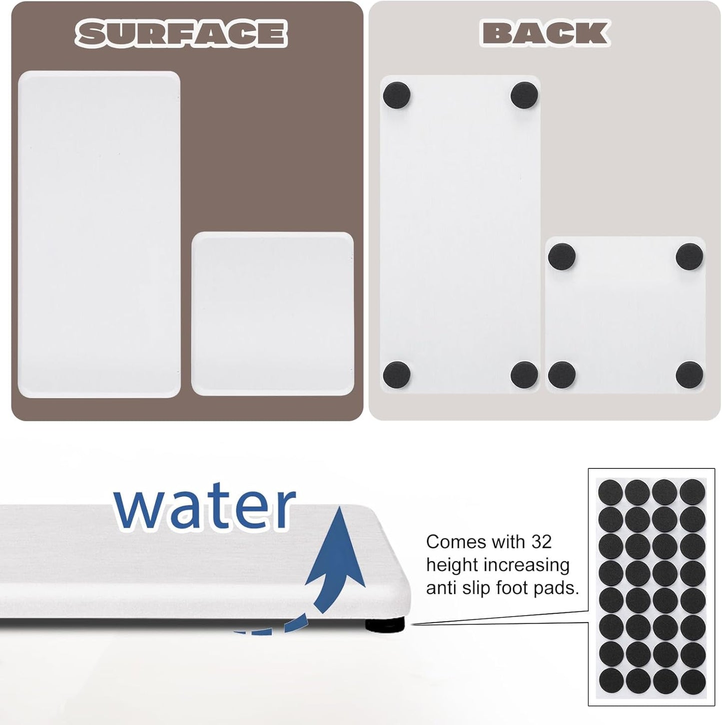 Skiennix Water Absorbing Stone Tray - Fast Drying Diatomite Coaster for Kitchen & Bathroom | 4PCS Set