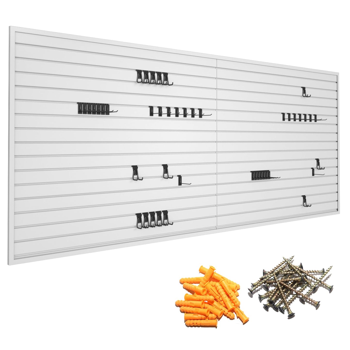 Yuzzy Slat Wall Paneling 4 x 8ft, Garage Slatwall Panel Wall Storage Systems, Heavy Duty PVC Garage Wall Organization (White)