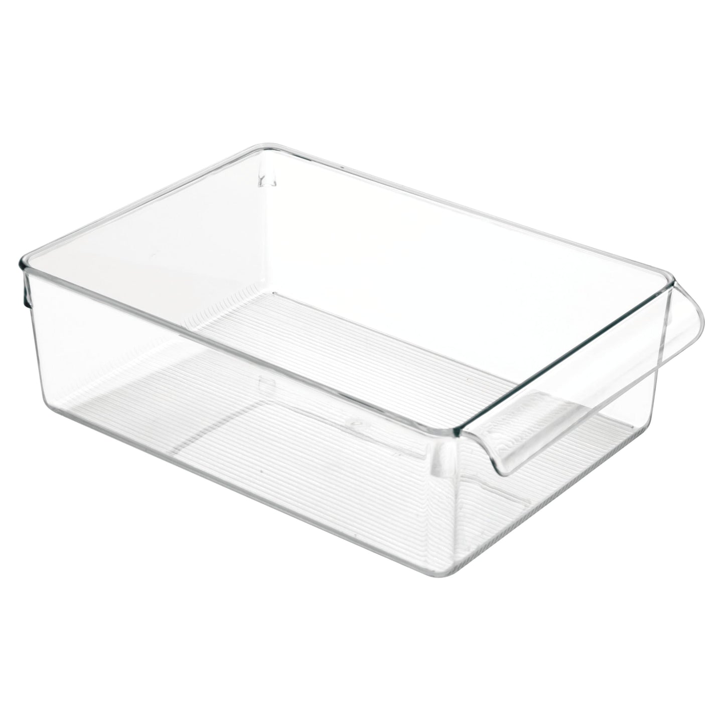 iDesign Linus Plastic Fridge and Freezer Storage Organizer Bin with Handle, Clear Container for Food, Drinks, Produce Organization, 8" x 11.5" x 3.5", Clear