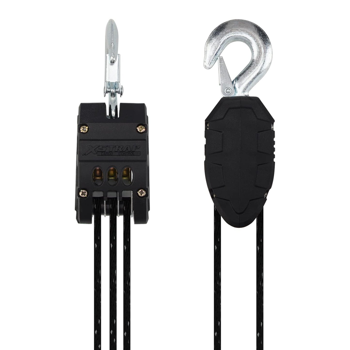XSTRAP Rope Hoist 50 Feet Block and Tackle Pulley System for Lifting Heavy Objects, Heavy-Duty 2000 LBS Breaking Strength with 2PK Soft Loops, 5:1 Lifting Power Pulley Hoist (Upgraded Black)
