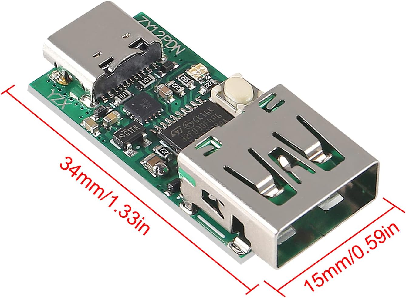 ATNSINC 2PCS PD2.0 3.0 PD3.0 (ZY12PDN Type-C USB-C to DC Decoy Fast Charge Trigger Polling Detector Module with USB)