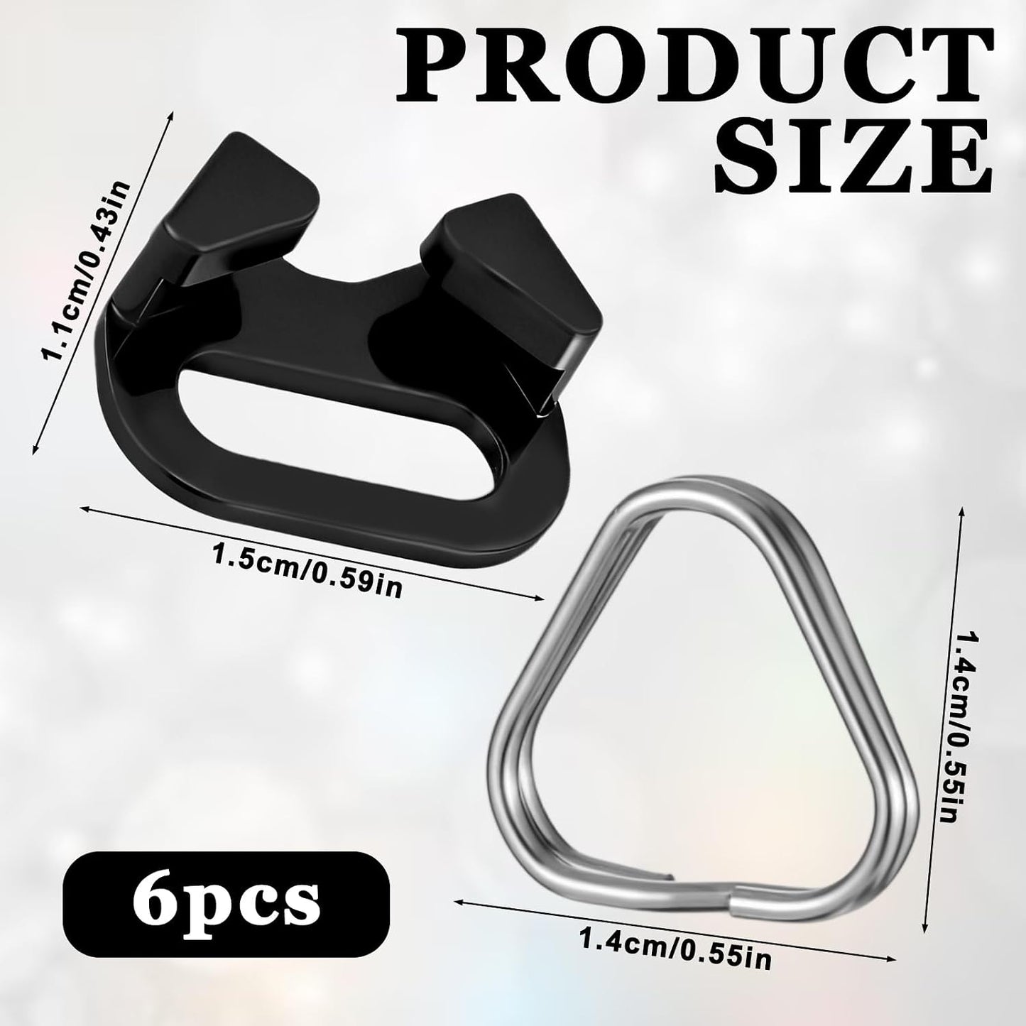 Yuomeaz 6 Pcs Stainless Steel Camera Strap Ring, Camera Strap Triangle Split Ring with Plastic Cap, Cameras Lanyard