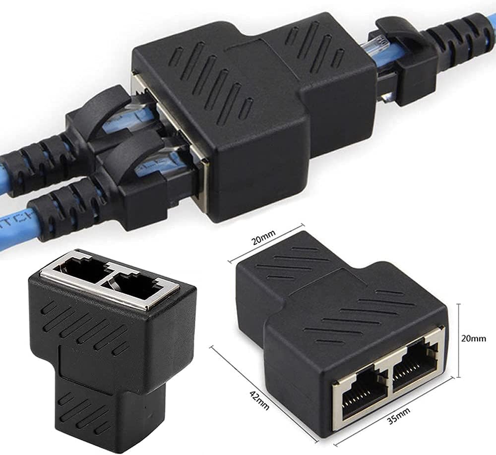 Generic 1 2 RJ45 to Ways Female Splitter Ethernet Network Cable Double Connector Adapter Ports Coupler for Laptop