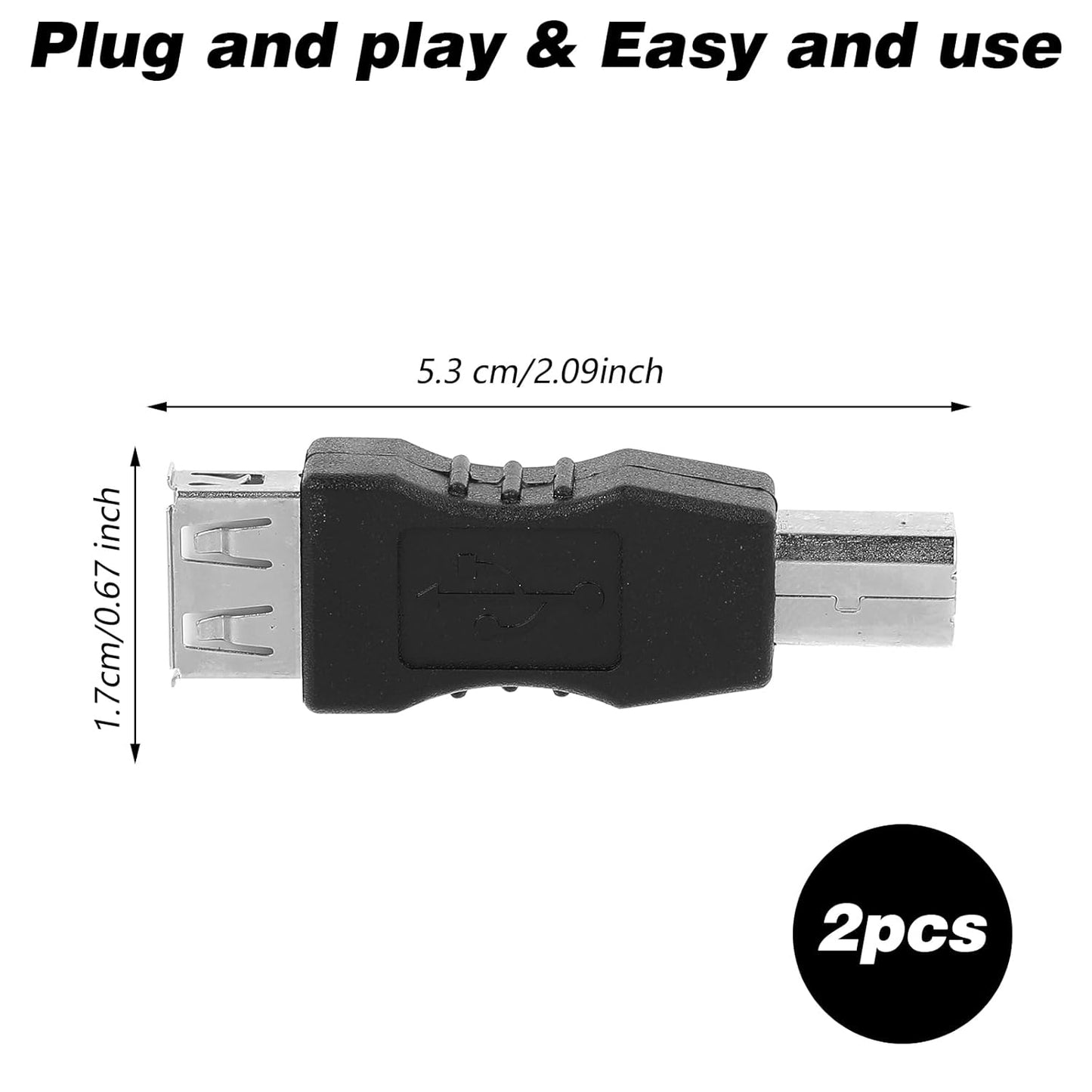 Xthrotsenk 2 2.0 Pcs A Female to USB B Male Printer Converter - USB A to B Adapter - AF/BM Adapter