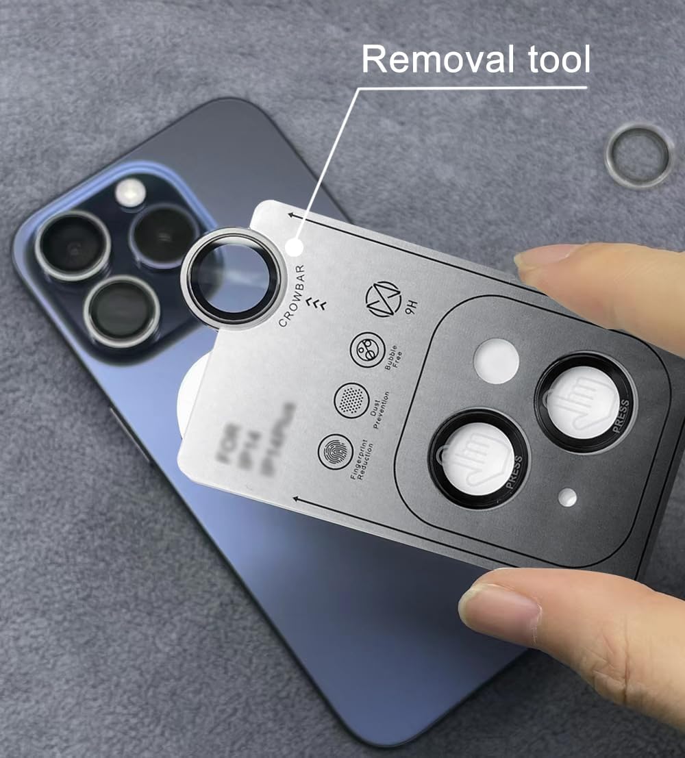 16 16 9H TENOC Camera Lens Protector for iPhone & iPhone Plus, Tempered Glass Camera Screen Cover, Black Metal