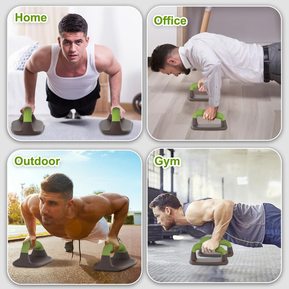 Lifeswell Push Up Bars – Ergonomic Pushup Handles for Floor Strength Training, Non-Slip Push-Up Stands with Soft Grip, Pushups Bars for Home Gym Workout, Olive Green